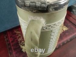 Rare Wedgwood Antique Tri Colour Sage Green White And Yellow Jasperware Jug