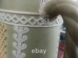 Rare Wedgwood Antique Tri Colour Sage Green White And Yellow Jasperware Jug