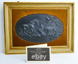 Rare Wedgwood Black Basalt Jasperware'The Frightened Horse' Plaque Ltd Edt