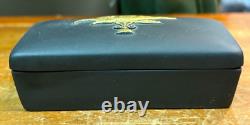 Rare Wedgwood Black Jasperware Gilded Egyptian Crocodiles Trinket Box SU728