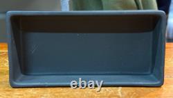 Rare Wedgwood Black Jasperware Gilded Egyptian Crocodiles Trinket Box SU728