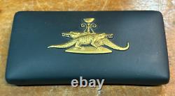 Rare Wedgwood Black Jasperware Gilded Egyptian Crocodiles Trinket Box SU728