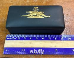 Rare Wedgwood Black Jasperware Gilded Egyptian Crocodiles Trinket Box SU728