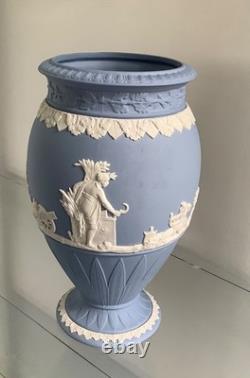 Rare Wedgwood Blue Jasperware Large Bountiful Harvest Vase Vgc