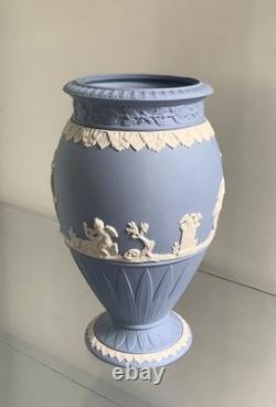Rare Wedgwood Blue Jasperware Large Bountiful Harvest Vase Vgc