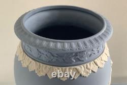 Rare Wedgwood Blue Jasperware Large Bountiful Harvest Vase Vgc