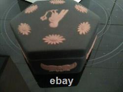 Rare Wedgwood Egyptian Black Terracotta Jasper Jasperware Hexagonal Lidded Box
