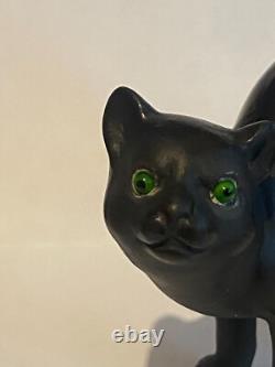 Rare Wedgwood Ernest Light Black Basalt Cat Figurine With Green Eyes CIRCA 1915