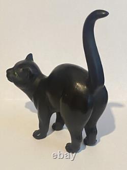 Rare Wedgwood Ernest Light Black Basalt Cat Figurine With Green Eyes CIRCA 1915
