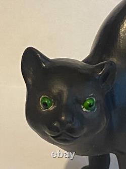 Rare Wedgwood Ernest Light Black Basalt Cat Figurine With Green Eyes CIRCA 1915
