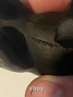 Rare Wedgwood Ernest Light Black Basalt Cat Figurine With Green Eyes CIRCA 1915