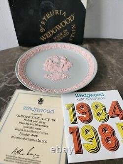 Rare Wedgwood Grey and Pink Jasperware Plate My Valentine 1985 limited edition