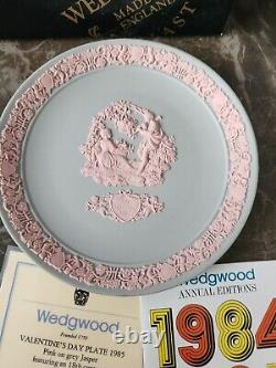 Rare Wedgwood Grey and Pink Jasperware Plate My Valentine 1985 limited edition