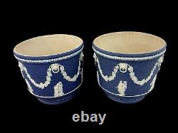 Rare Wedgwood Jasper Ware Dark Blue Plant Pot /Planter