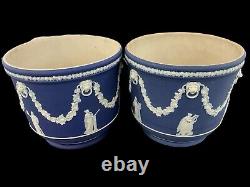 Rare Wedgwood Jasper Ware Dark Blue Plant Pot /Planter