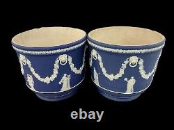 Rare Wedgwood Jasper Ware Dark Blue Plant Pot /Planter