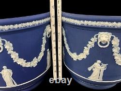 Rare Wedgwood Jasper Ware Dark Blue Plant Pot /Planter