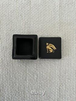 Rare Wedgwood Jasper Ware Gold On Black Egyptian Square Trinket Box