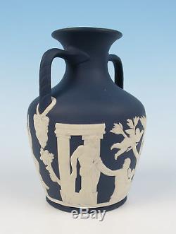 Rare Wedgwood Jasperware 1972 Portland Blue 6 Vase Jasper Ware with Box England