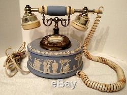 Rare Wedgwood Jasperware Astral Telephone Rare Rotary Dial Blue