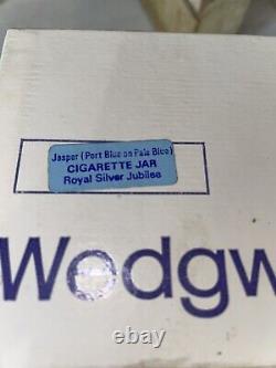 Rare Wedgwood Jasperware Commemorative Silver Jubilee Cigarette Jar. Boxed