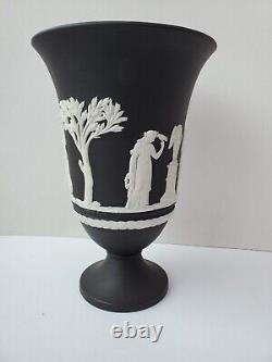 Rare Wedgwood Made in England Black Jasperware Footed Vase