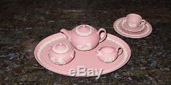 Rare! Wedgwood Mini / Miniature Pink Jasperware 9 Piece Tea Set New