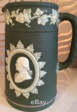 Rare Wedgwood Olive Green Jasperware Jug George Washington & Benjamin Franklin