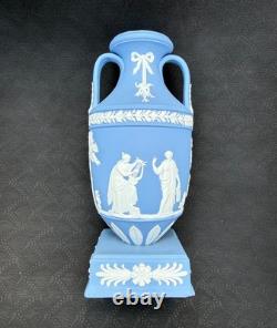 Rare Wedgwood Pale Blue Jasperware Apollo Muses Pedestal Trophy Vase 1950