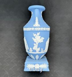 Rare Wedgwood Pale Blue Jasperware Apollo Muses Pedestal Trophy Vase 1950