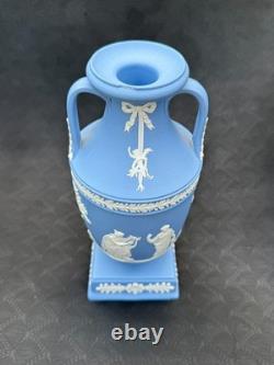 Rare Wedgwood Pale Blue Jasperware Apollo Muses Pedestal Trophy Vase 1950