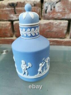 Rare Wedgwood Pale Blue Jasperware Tobacco Jar In Lovely Condition 12cms High