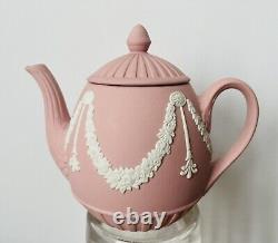 Rare Wedgwood Pink Jasperware Small Teapot approx 4 Tall