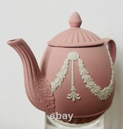 Rare Wedgwood Pink Jasperware Small Teapot approx 4 Tall