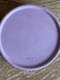 Rare Wedgwood Pink & White Jasper Ware Lidded Round Trinket Box Ridged Sides