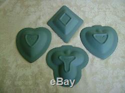 Rare Wedgwood Teal Jasperware Heart, Club, Spade & Diamond Bridge Set Plates