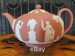 Rare Wedgwood Terracotta Jasper Ware Sacrifice Figures Large Teapot (1957)