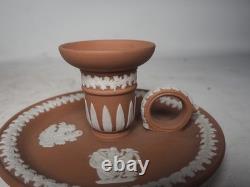 Rare Wedgwood Terracotta Jasperware Chamber Stick Candlestick Candle Holder