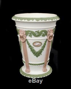 Rare Wedgwood Tri-Color Monopodia Jasperware Vase Lions Lilac Green 5 H