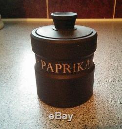 Rare Wedgwood black basalt jasperware Design 63 spice jars Robert Minkin