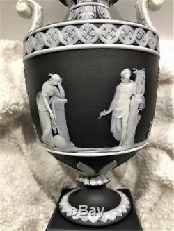 Rare (c. 1867) Wedgwood Black Jasperware Muses Pedestal Urn 7.5h #264 Mint
