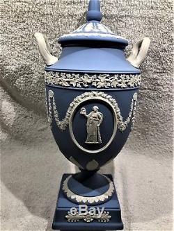 STUNNING Wedgwood Blue Jasperware MUSES #174 Urn WithLid 11.50H MINT NEW