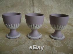 Set Of Three Wedgwood White On Lilac Jasperware Egg Cups