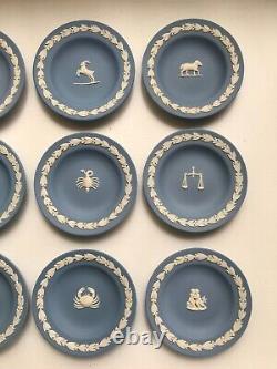 Set of 12 Wedgwood Blue jasperware Zodiac signs pin dishes