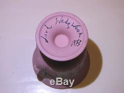 Signed Lord Wedgwood Pink Solid Jasper Ware Miniature Urn c. 1982