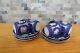 Six Antique Wedgwood Cobalt Blue Jasper Ware Coffee Cups & Saucers (c. 1920)