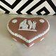 Stunning Wedgwood Terracotta Jasper Ware Large Heart Shaped Trinket Box