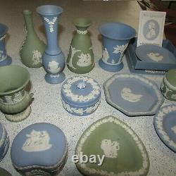 Superb Large Collection of Wedgwood Jasperware Blue, Green & Pink Including Rare