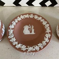 Three beautiful pieces of terracotta coloured wedgwood jasper ware