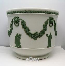 Unusual Antique Wedgwood Green and White Jasperware Cache Pot